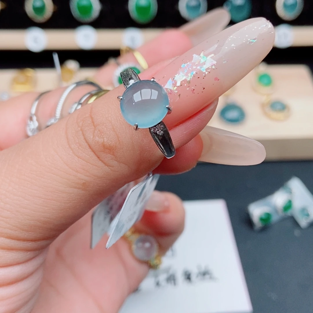翡翠戒指银S925镶嵌7