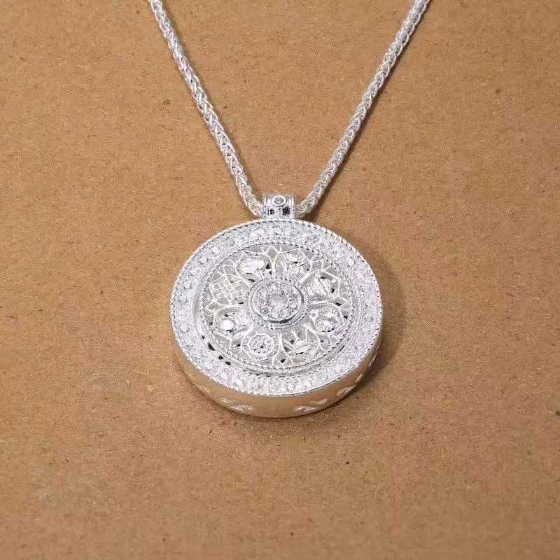 银吊坠 205可旋转八宝罗盘项链