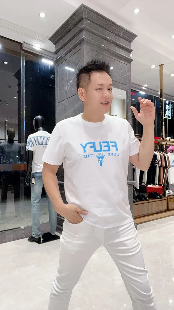 555夏季新款男士欧货时尚丝光液氨棉短袖