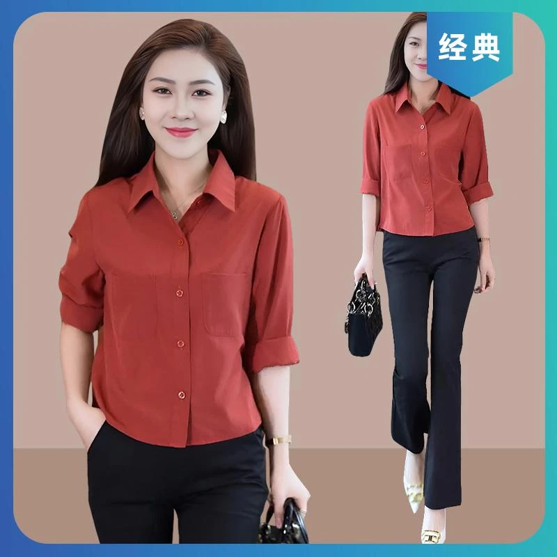 时尚气质衬衫女2025年春秋季新款长袖百搭显瘦短款小个子洋气衬衣
