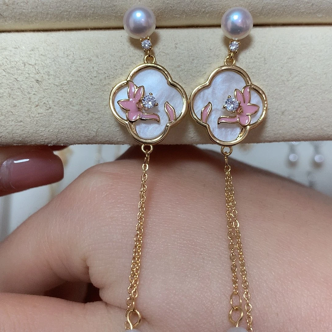 淡水珍珠耳饰合金