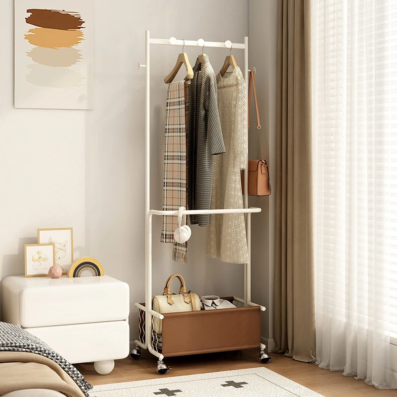 可移动落地卧室挂衣架室内衣服收纳置物架家用高级感多功能衣帽架