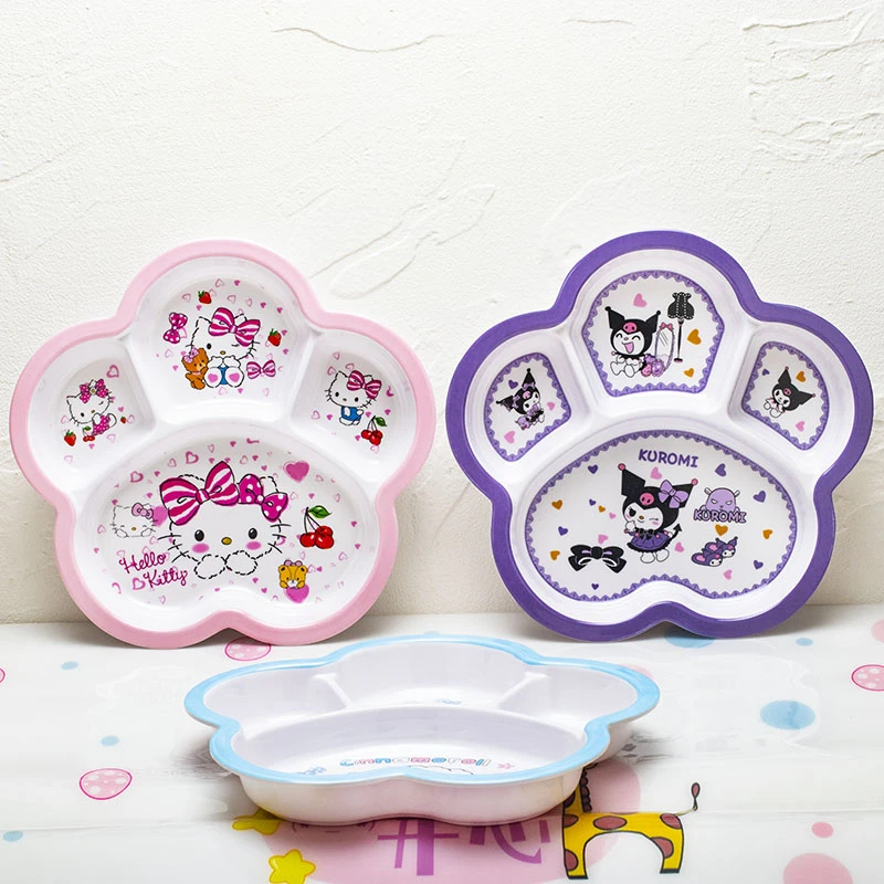 儿童盘子分格盘耐摔餐具幼儿园可爱分隔盘创意家用防烫勺子筷子