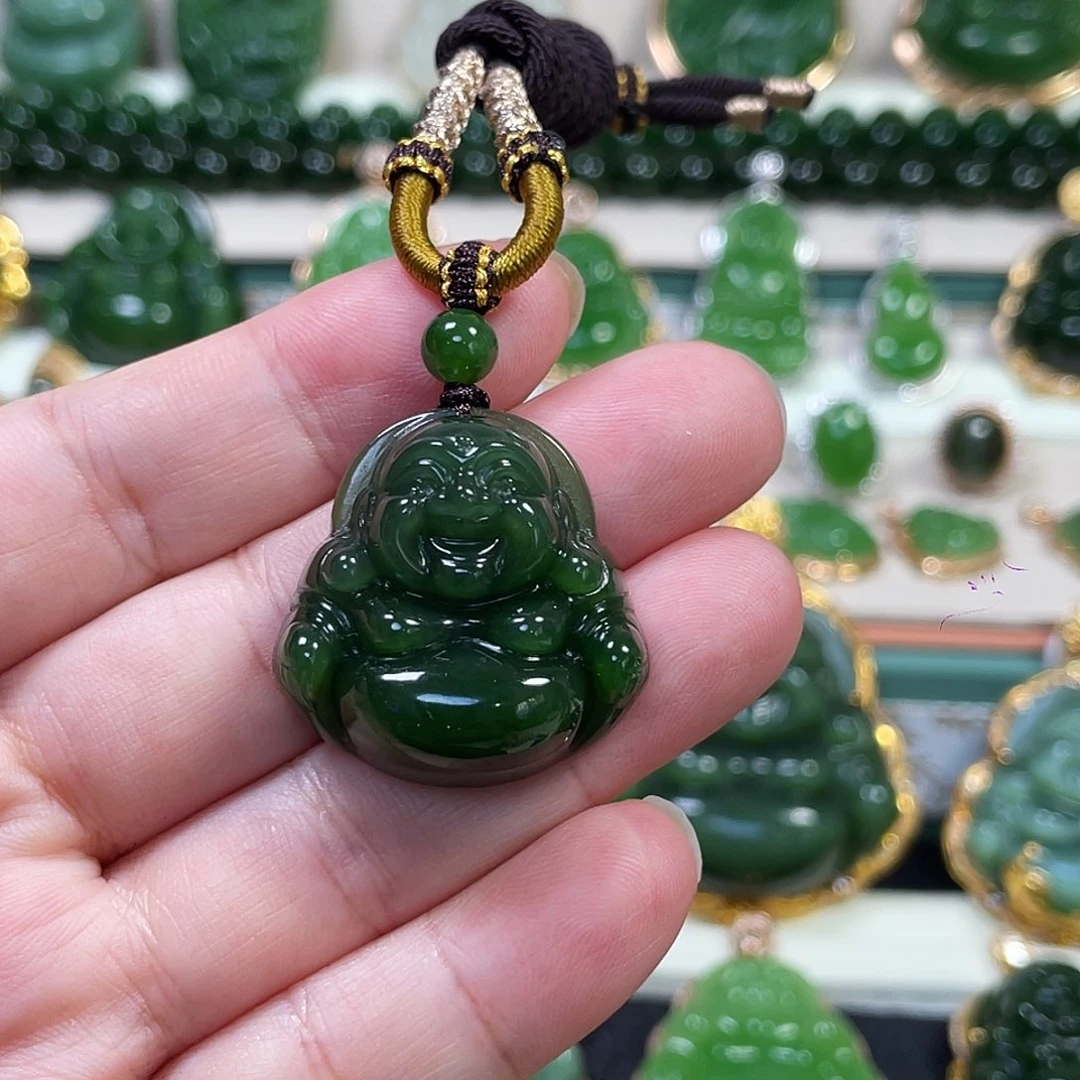 和田玉（碧玉）未镶嵌颈饰帝王绿佛公30