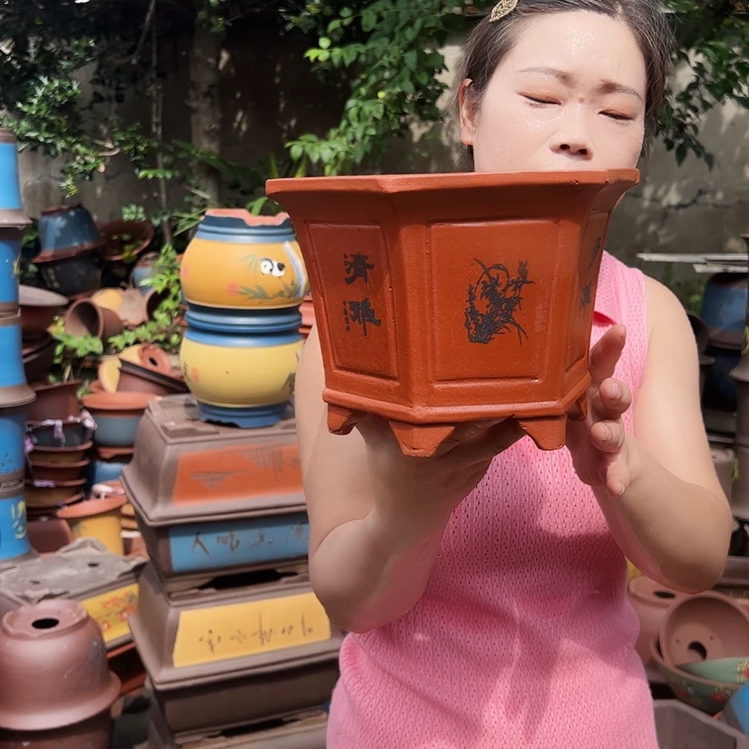 25红清雅六方花盆花盆花盆花盆