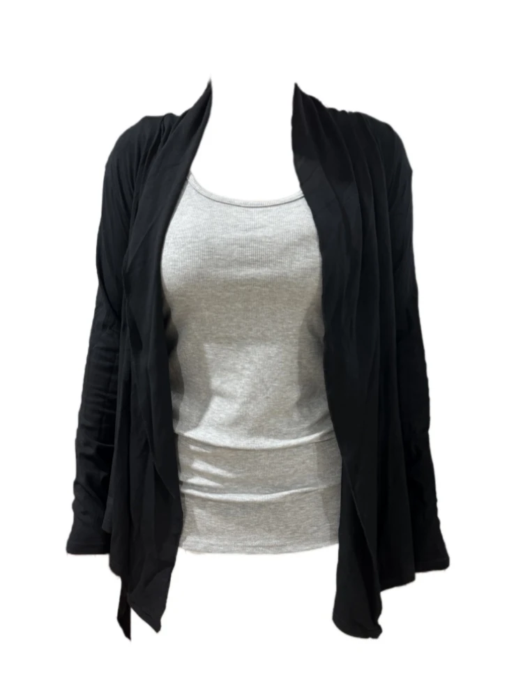 【Amy家】辣妹风长袖开衫吊带背心女秋季不规则防晒外套上衣两件套