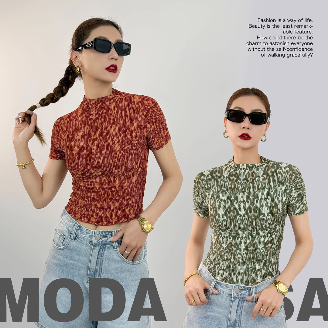 茉达霓莎MODANISA民族风设计师褶皱t潮牌女装夏季修身（mdn-170）