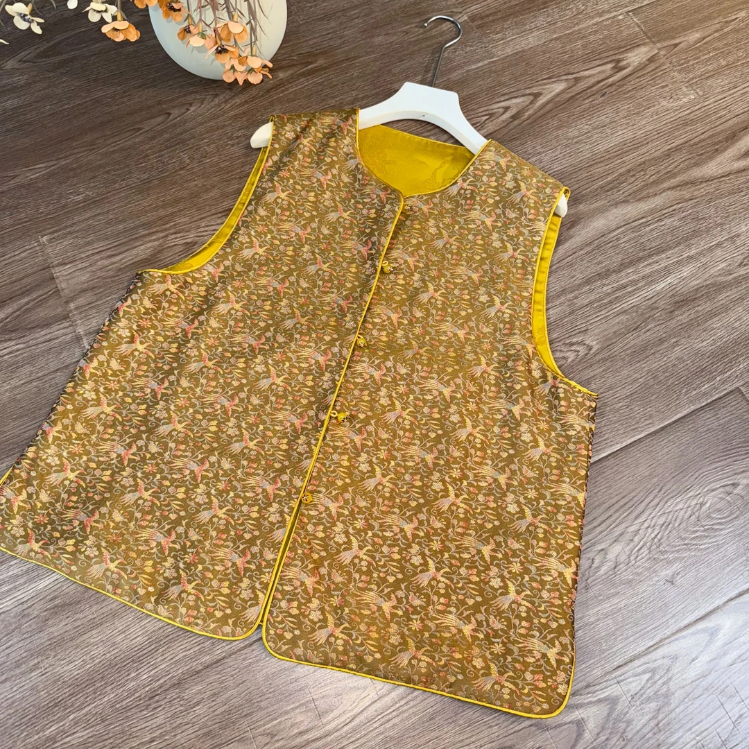 [雨蝶]Z707夏季新款女士中国风马甲复古国风双面穿马夹