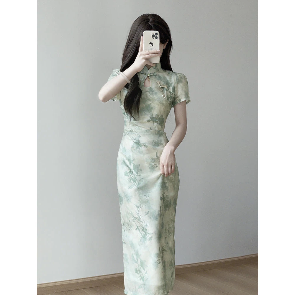 【4129人收藏】复古风旗袍2025新款少女夏季年轻款连衣裙新中式改