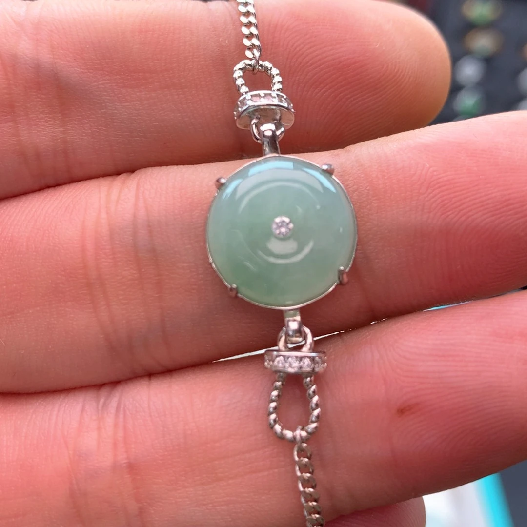 颈饰银S925镶嵌翡翠