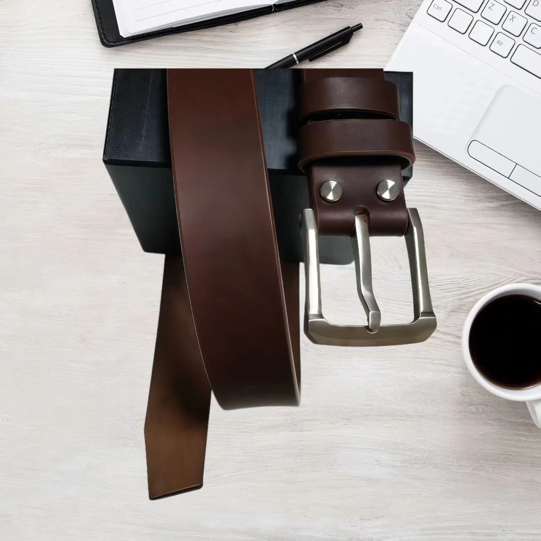 美鞍头层牛皮男士皮带腰带裤带，304不锈钢可拆卸扣头3.9宽6.0厚