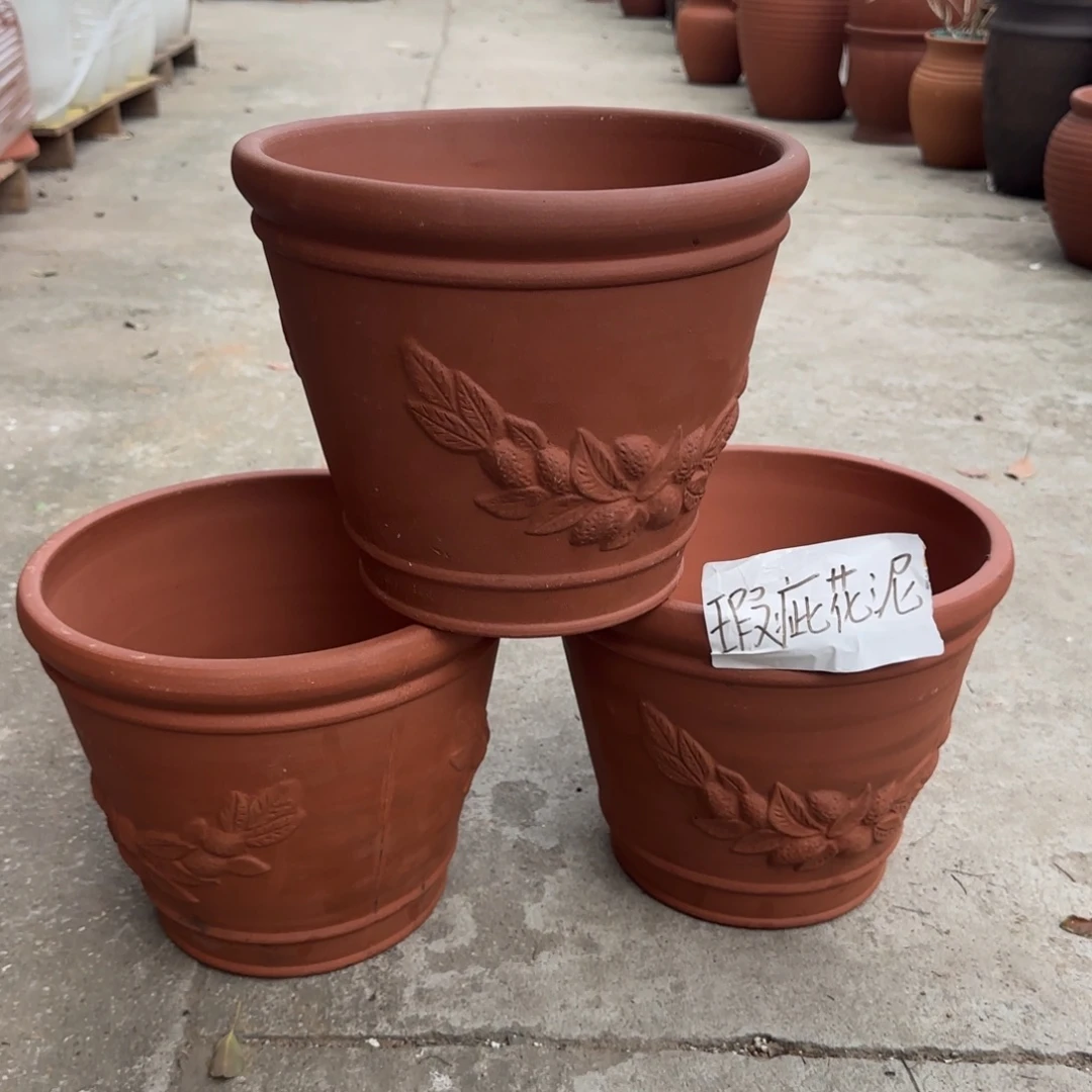 紫砂花盆口30高24宜兴紫砂瑕疵粗糙花泥
