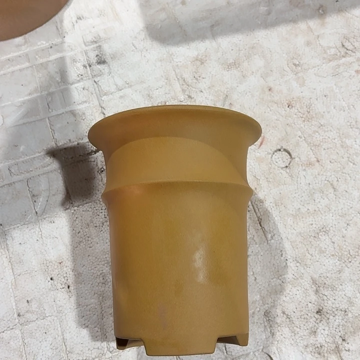 紫砂花盆微瑕仿古竹节黄色