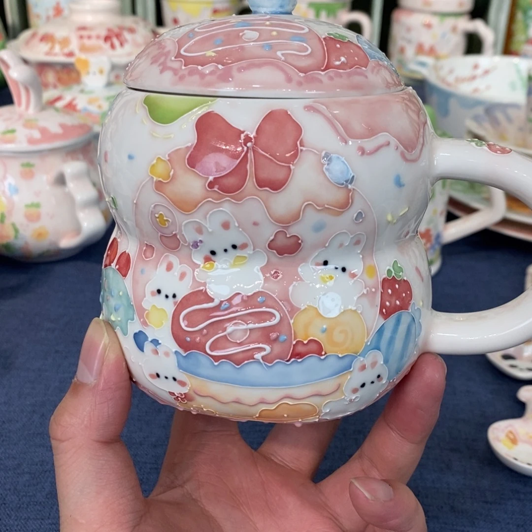 瓷片蛋糕兔子马克杯微瑕