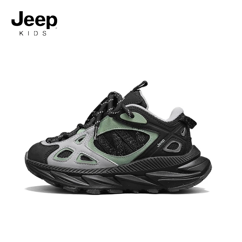 Jeep童鞋2025秋季新款厚底增高耐磨防滑老爹鞋男童女童户外运动鞋