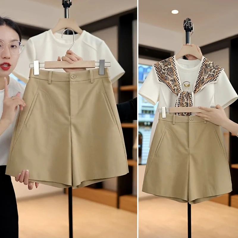 拉夏贝尔高腰西装短裤女2025新款夏季薄款短裤女款爆款2025新款