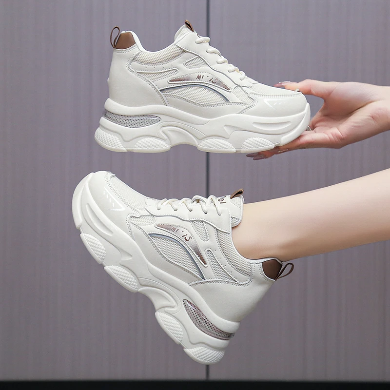 2025春季新款内增高老爹鞋女时尚百搭透气厚底学生跑步鞋韩版女鞋