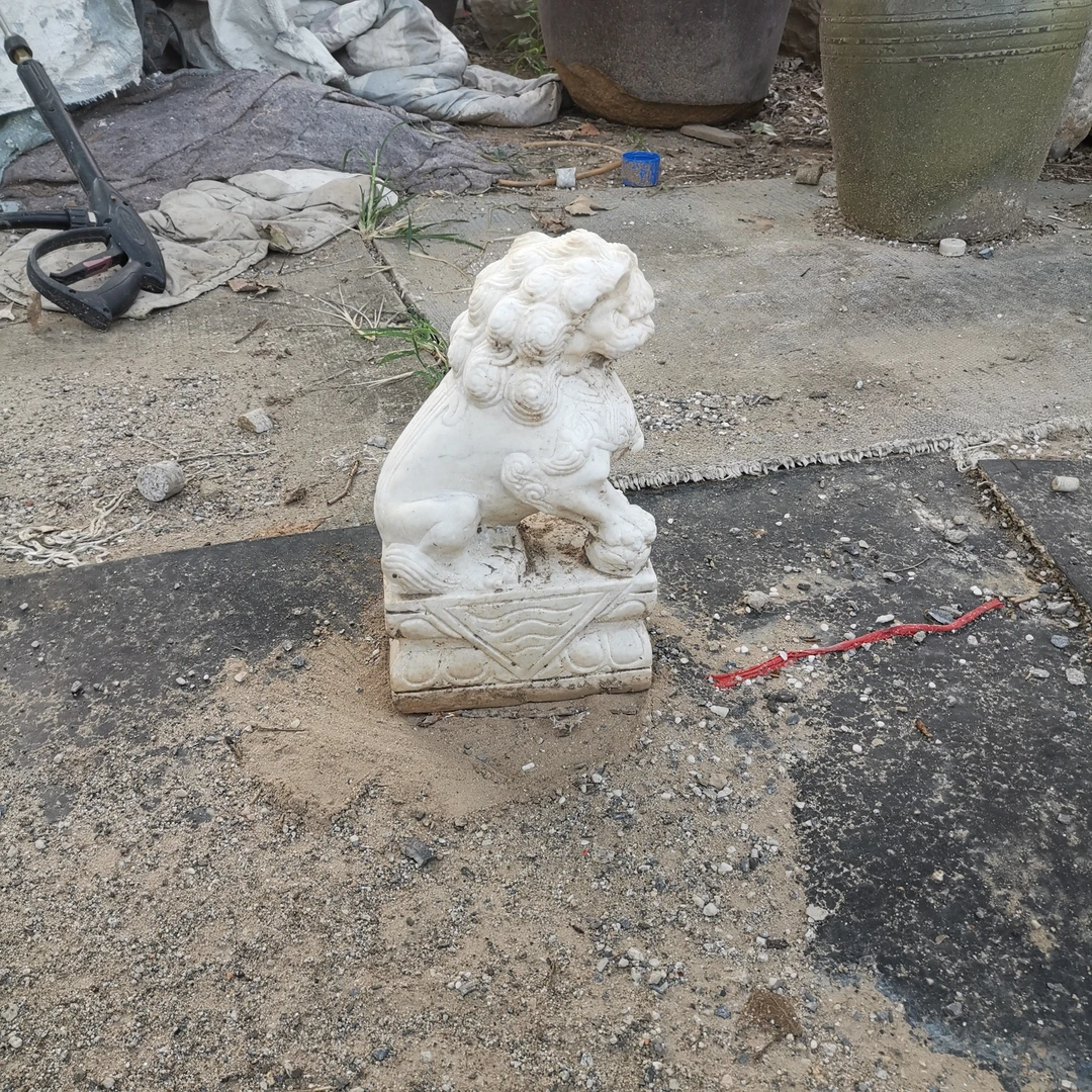 纯手工汉白玉石狮子