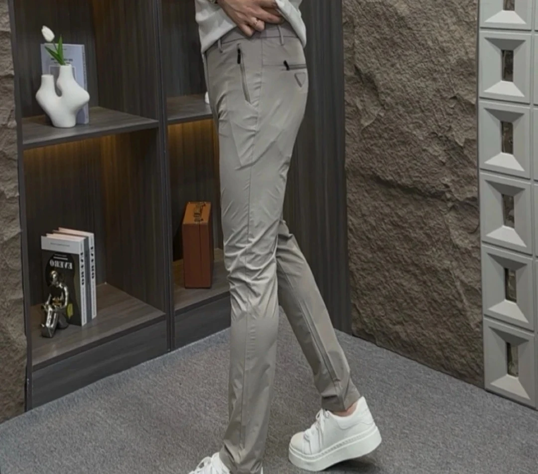 6626新款夏季新款轻奢垂感透气时尚百搭黑色弹力男士潮流西裤