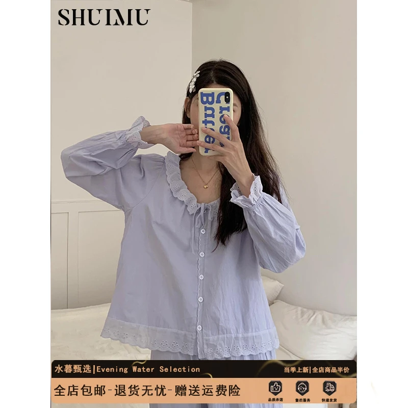 仙女风精致睡衣女2025新款娃娃领蕾丝花边女士可出门家居服两件套