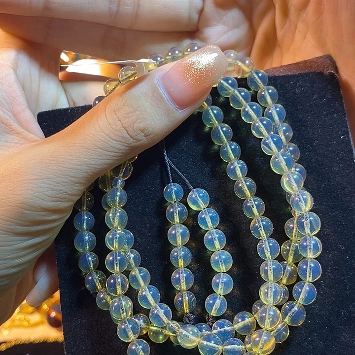 蓝珀未镶嵌珠宝奇石墨西哥蓝珀佛珠6