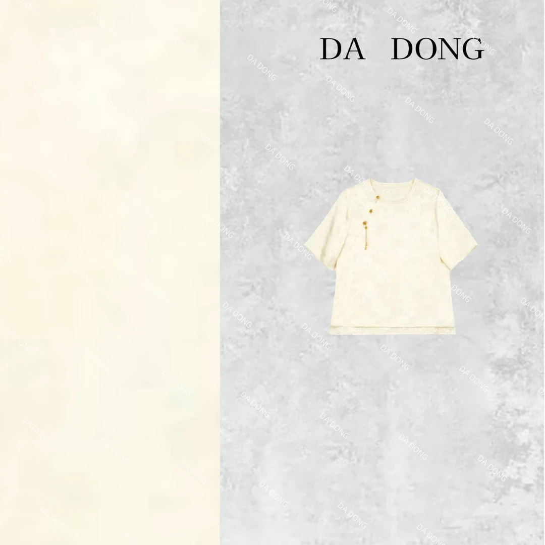 岁荷--新中式国风气质时尚休闲百搭小众设计师圆领提花流苏短袖