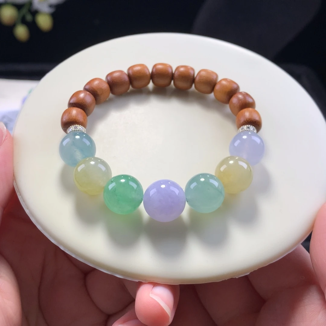 翡翠未镶嵌手串卡12多巴胺糖果串