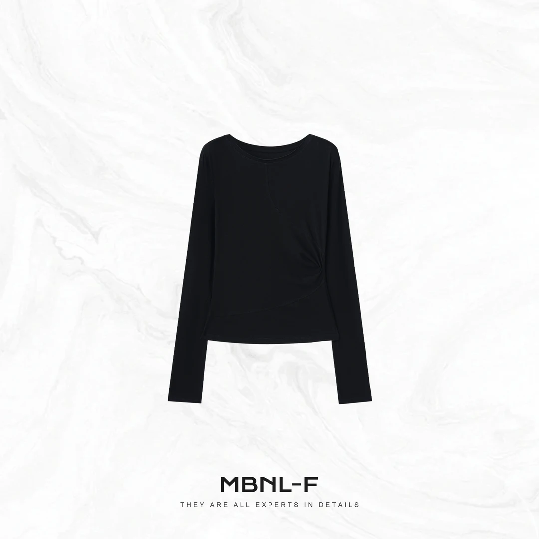 MBNL-F "海岛棉" 极简百搭收腰工字褶纯色T恤 秦磊XM-XSY3009