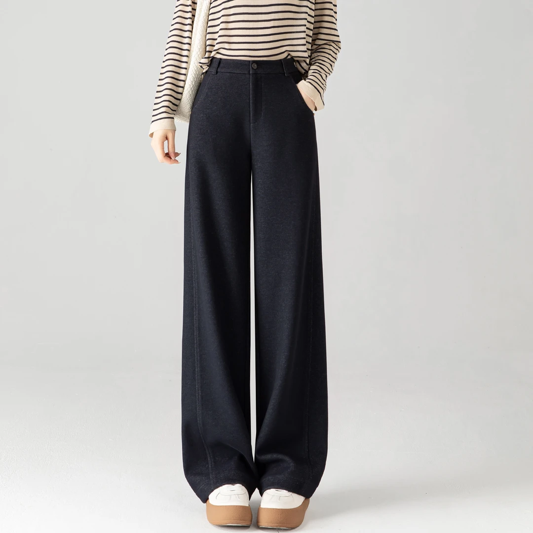 毛呢阔腿裤女2025新款冬慵懒高腰宽松裤子加厚醋酸羊毛直筒休闲裤
