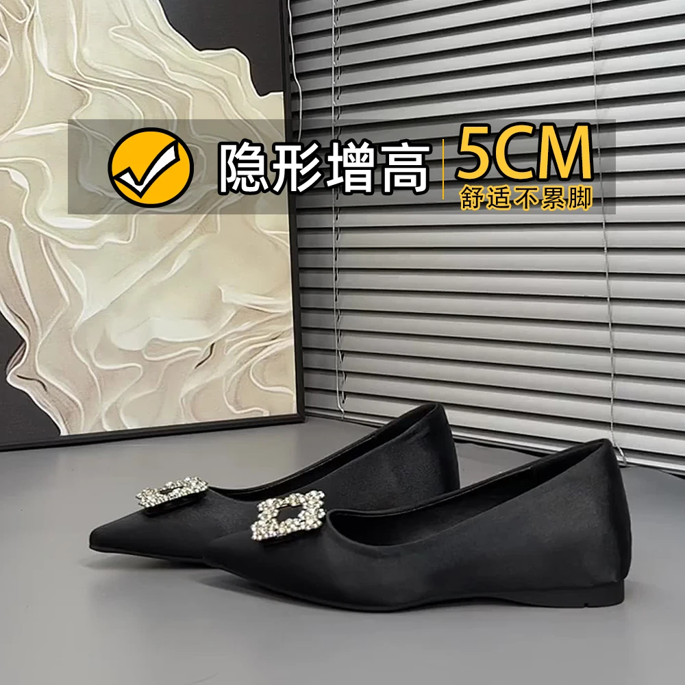 【JTG&SHOES 官方正品】小羊皮尖头浅口小个子内增高单鞋33小码女鞋
