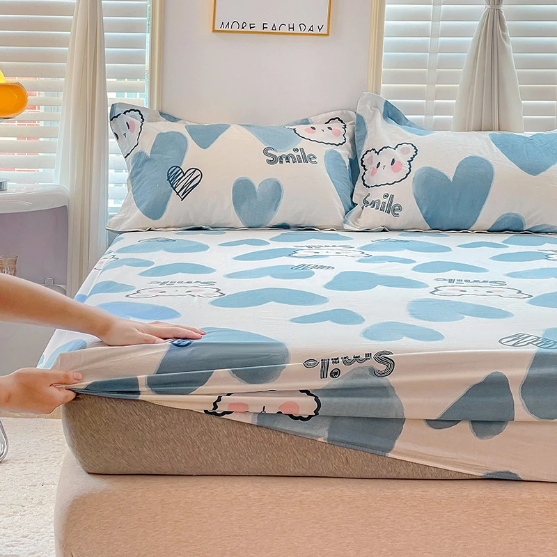 佳小乖纯棉床笠全棉床罩防尘罩床印花防滑单人床套罩防滑床斜纹