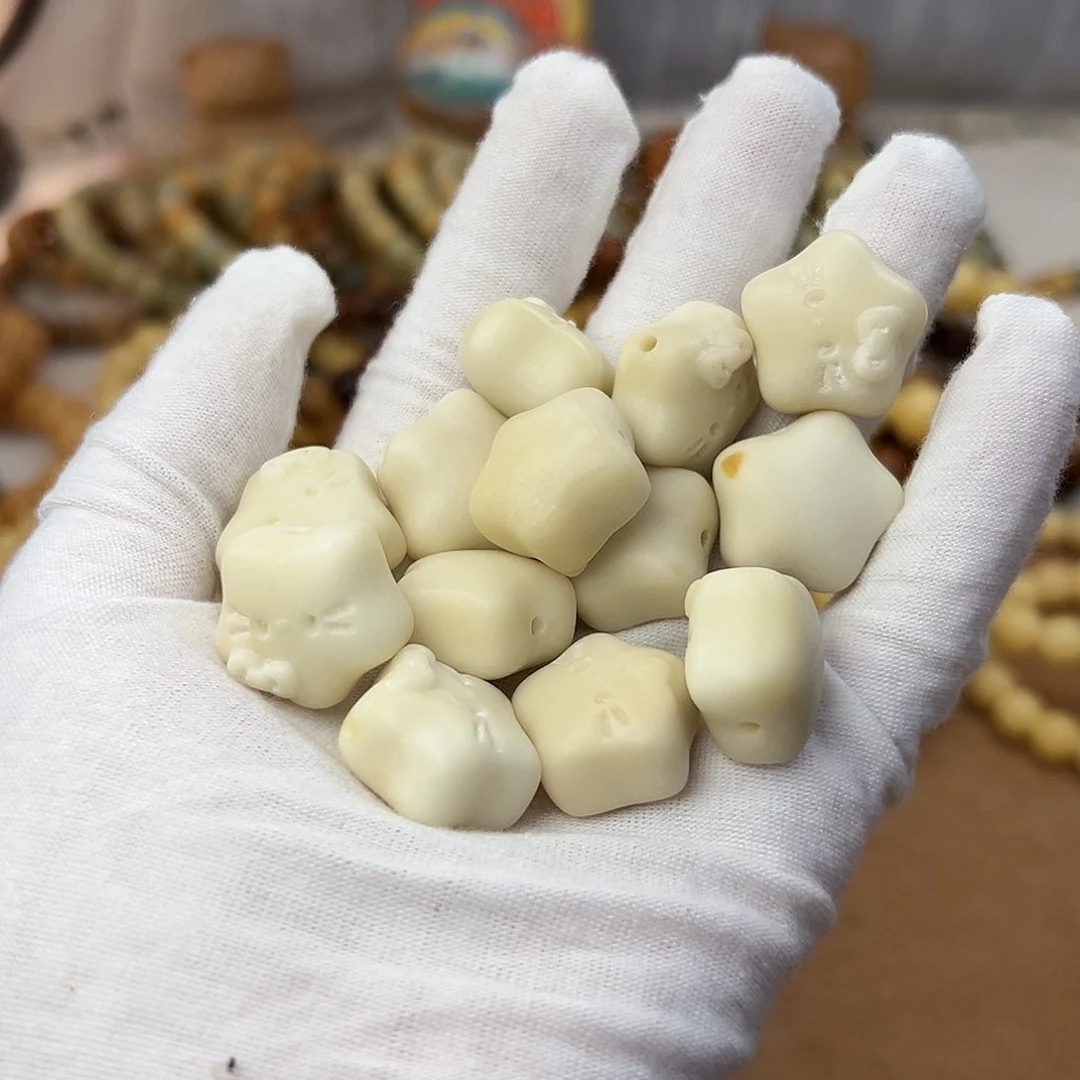 菩提根/象牙果手串牙果白色星星猫一颗