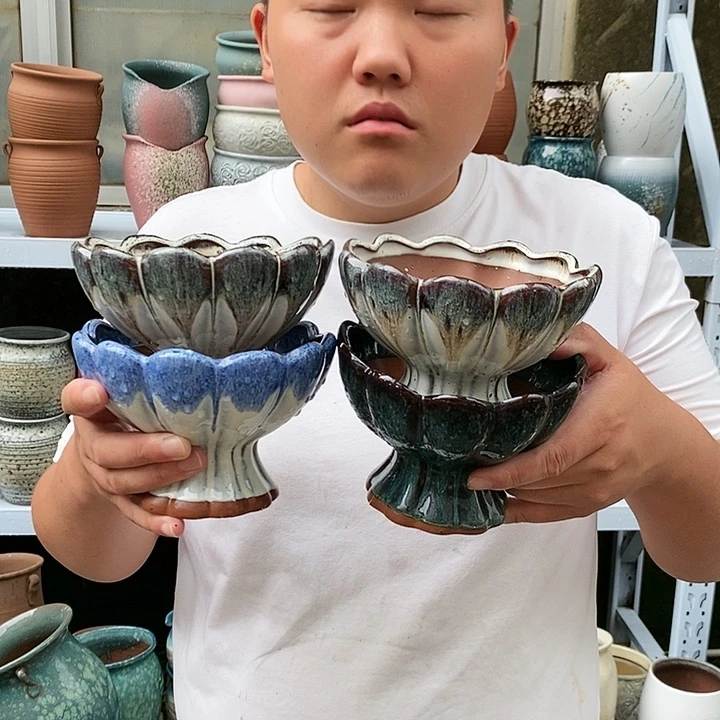 紫砂花盆口14高10福利四个