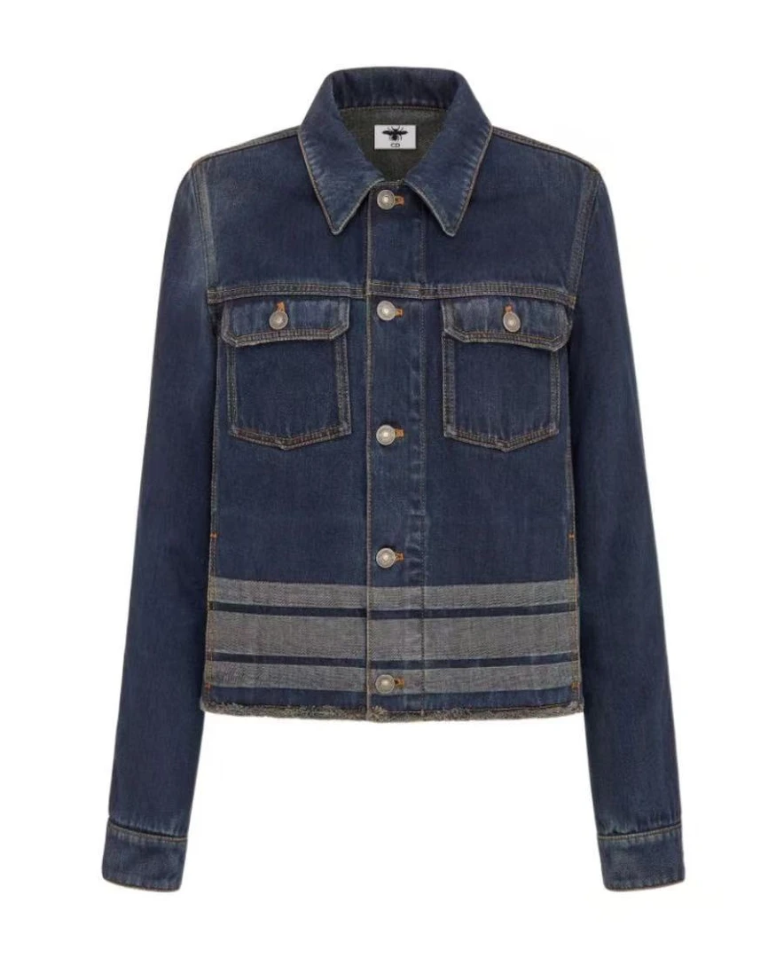 未使用 DIOR/迪奥 刺绣小蜜蜂拼色翻领牛仔外套