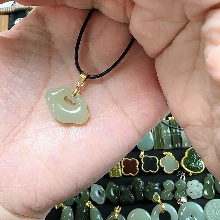 和田玉银S925镶嵌吊坠(不含链)