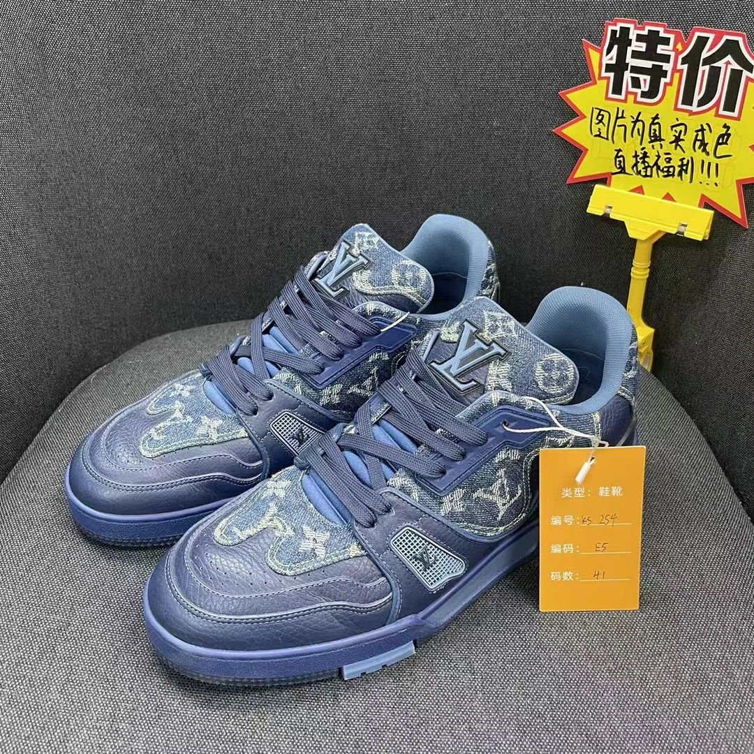 99新 LouisVuitton/路易威登 (福利)nigo蓝牛仔trainer板鞋 ks254