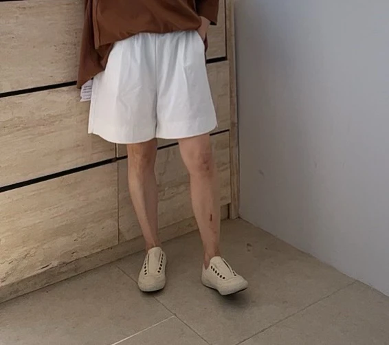 松紧腰宽松显瘦短裤女夏季韩版白色通勤百搭高腰休闲阔腿热裤
