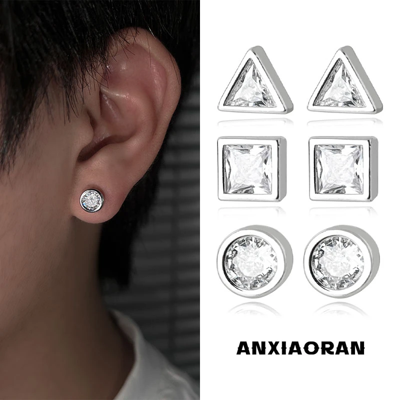 铜合金锆石耳饰 小众美式圆形耳钉简约独特耳环轻奢冷淡风设计感