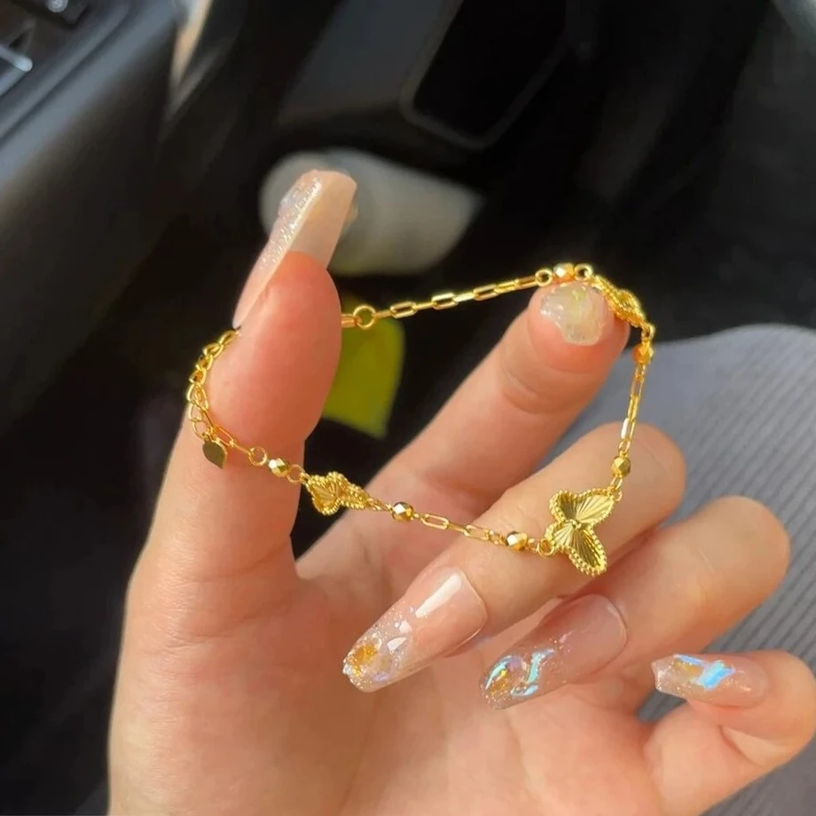 铜合金手链 铜合金镭射花丝ins蝴蝶手链首饰饰品小众手饰新款轻奢