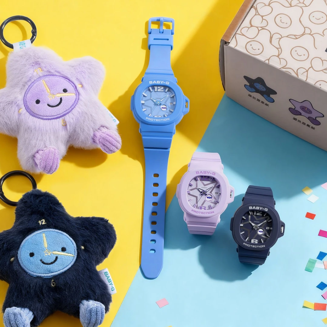 卡西欧手表BABY-G灵动可爱星星毛绒挂件手表礼盒男女学生BGA-10D