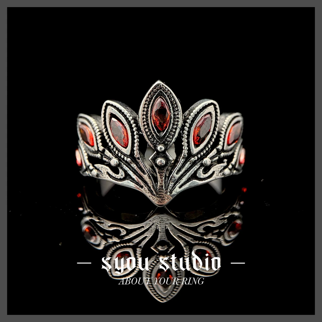 钛钢戒指 雀羽设计戒指复古情侣对戒民族风个性小众尾戒古风时尚