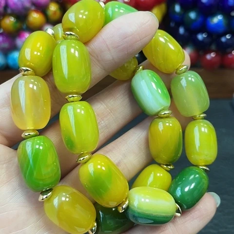 玛瑙未镶嵌手饰黄绿宝盐源