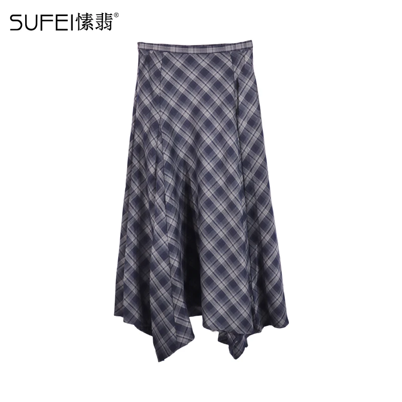 SUFEI/愫翡S53QZ1192A 秋季新款简约格子半身裙 1192