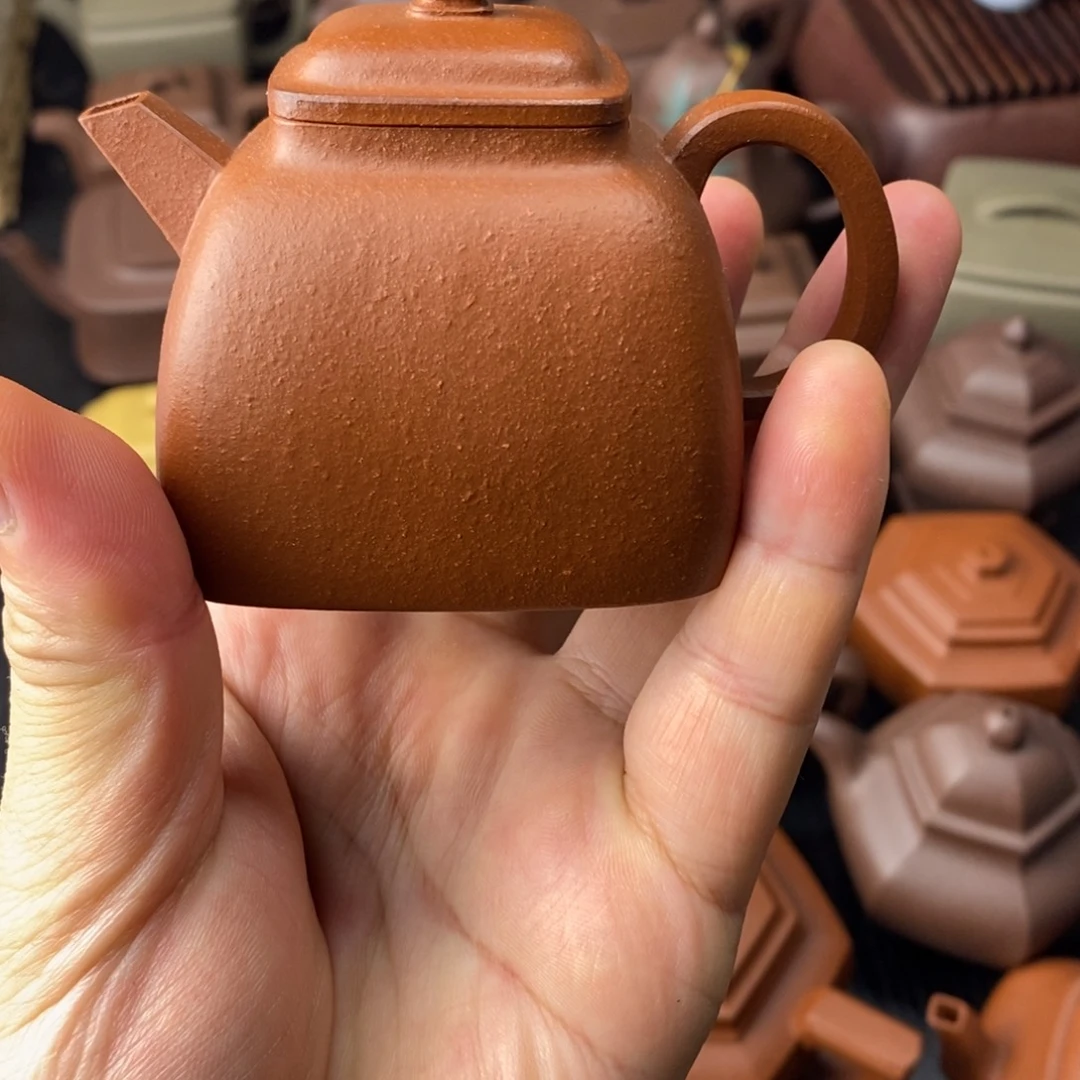 茶壶紫砂红泥四方坦然120cc封釉