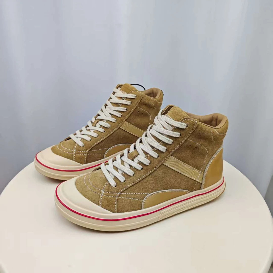 SGIRL TWTW复古高帮鞋女ins潮2025秋磨砂皮拼色厚底板鞋休闲短靴