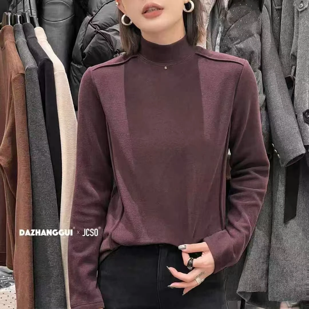 【郁儿严选】81185新款百搭半高领字母纯色内搭打底衫T