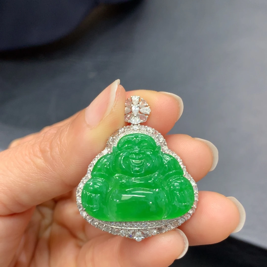 翡翠18K金镶嵌吊坠(不含链)