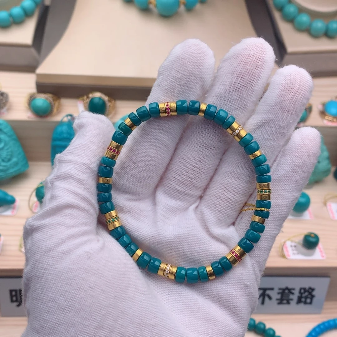 绿松石珠宝奇石18K金镶嵌