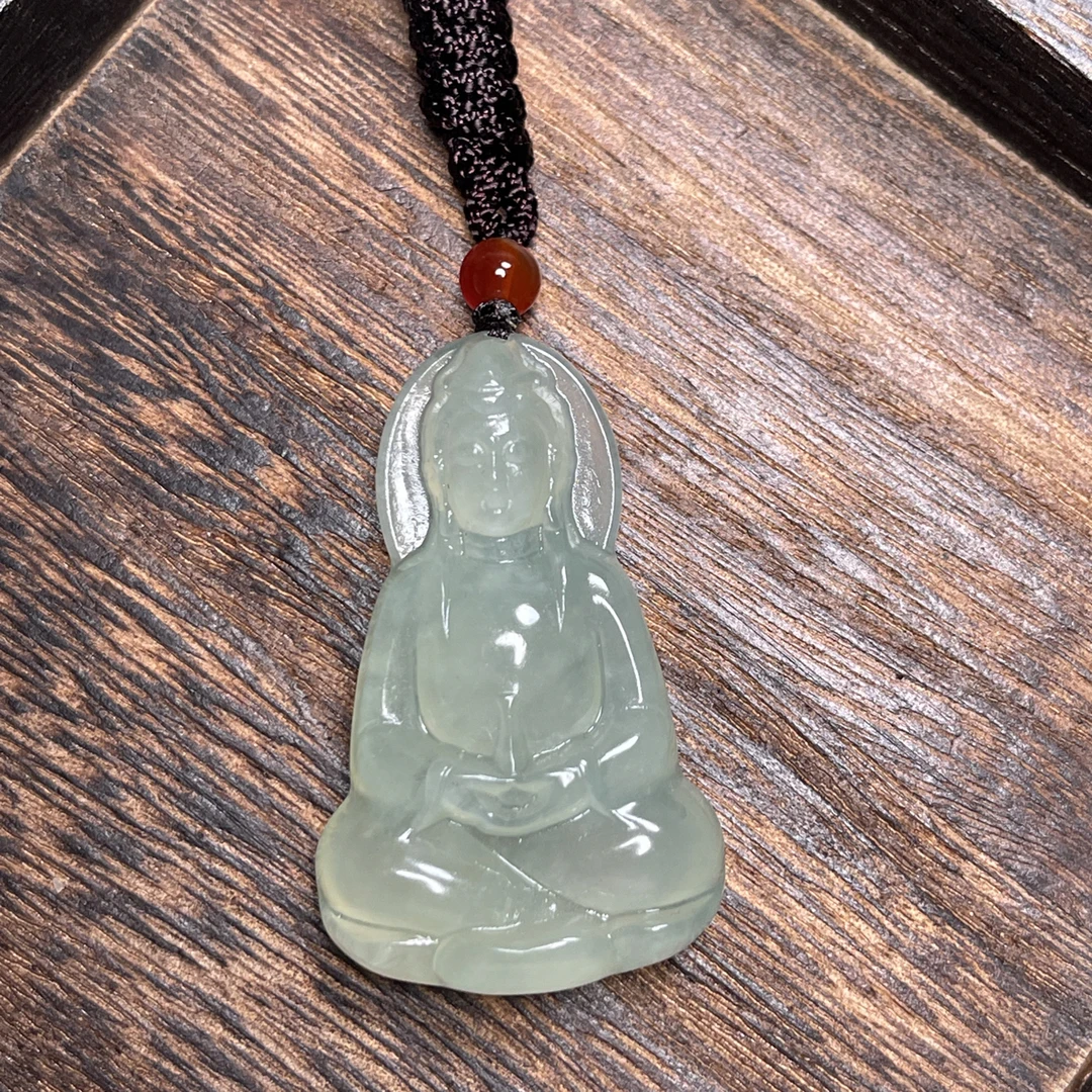 岫玉素衣观音吊坠 男士平安挂件