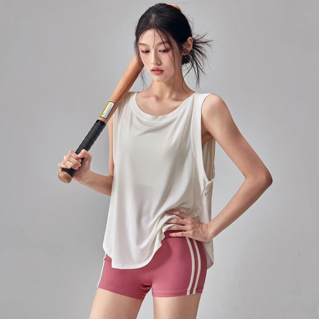 健身女孩宽松瑜伽服背心透气薄款无袖上衣运动罩衫显瘦跑步T恤夏